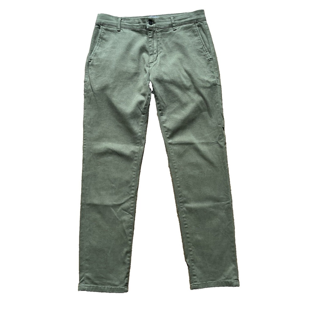 Ash & Erie Everyday Chino Pants Green Stretch Cotton Tailored Fit, Size 30 X 28